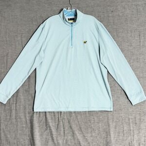 Jack Nicklaus Mens Light Blue Striped Quarter Zip Pullover Golf Shirt XXL